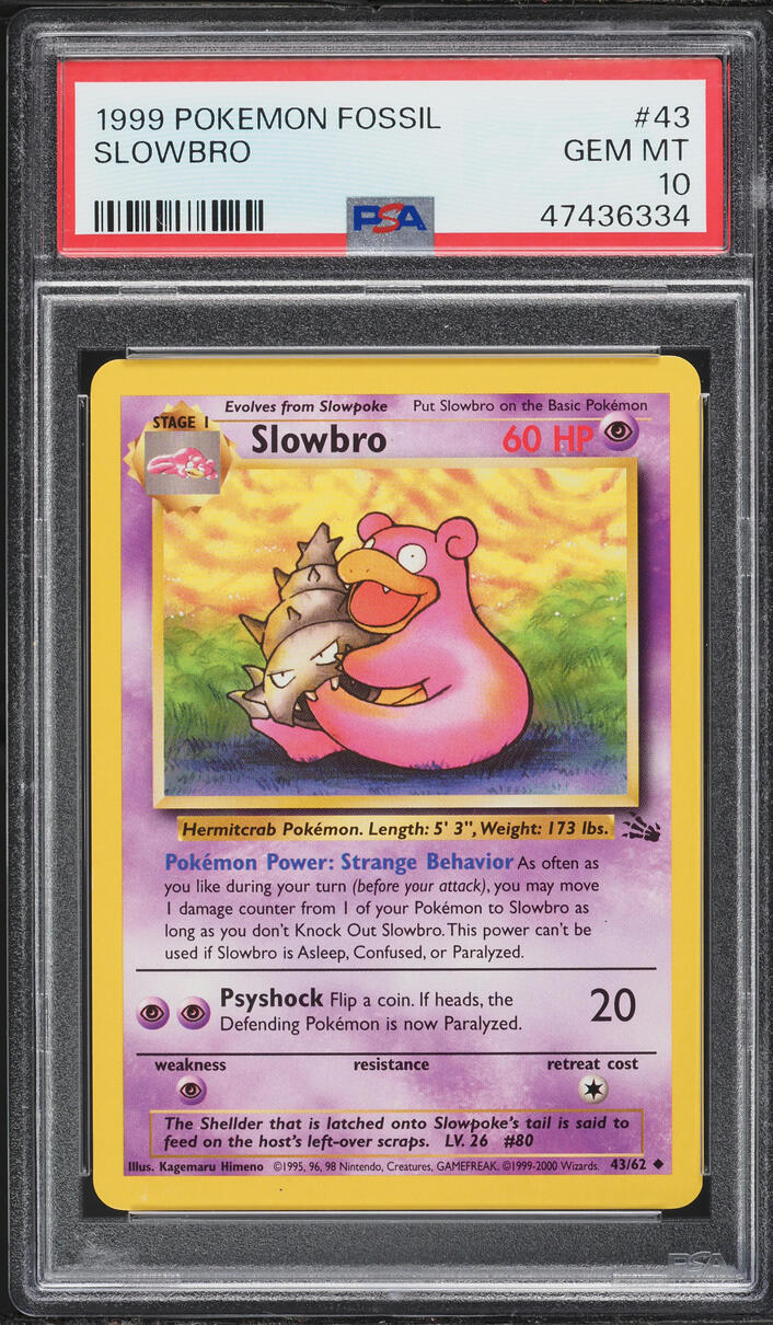 1999 Pokemon Fossil Slowbro #43 PSA 10 GEM MINT