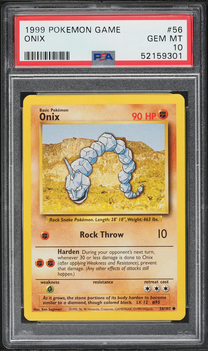 1999 Pokemon Base Set Onix #56 PSA 10 GEM MINT