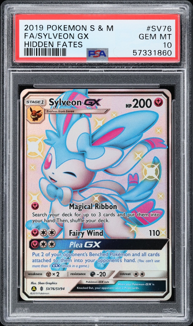 2019 Pokemon Sun & Moon Hidden Fates Full Art Sylveon GX #SV76 PSA 10 GEM MINT