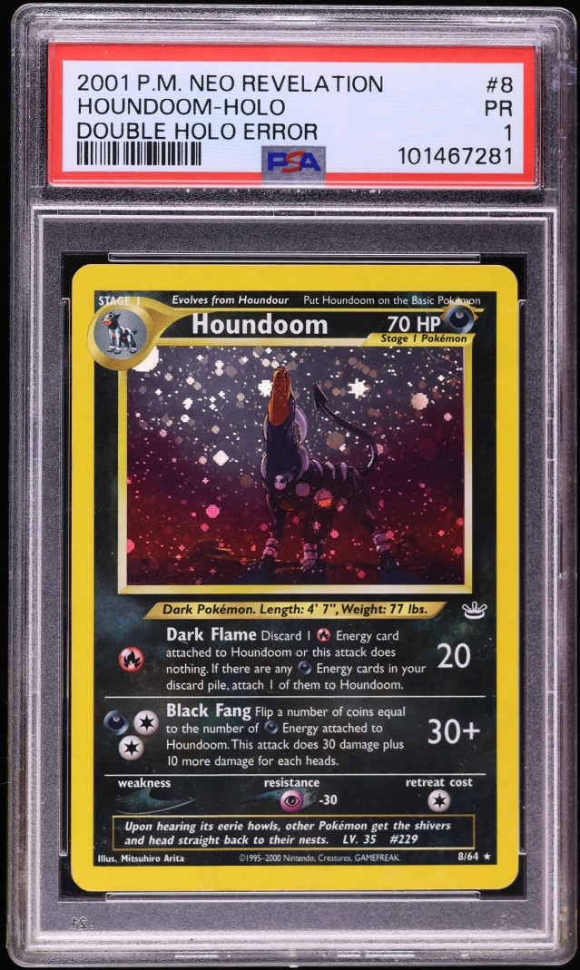 2001 Pokemon Neo Revelation Double Holo Houndoom #8 PSA 1 PR