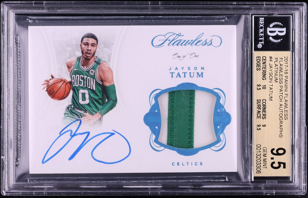 2017 Panini Flawless Platinum Jayson Tatum ROOKIE PATCH AUTO 1/1 #4 BGS 9.5 GEM MINT