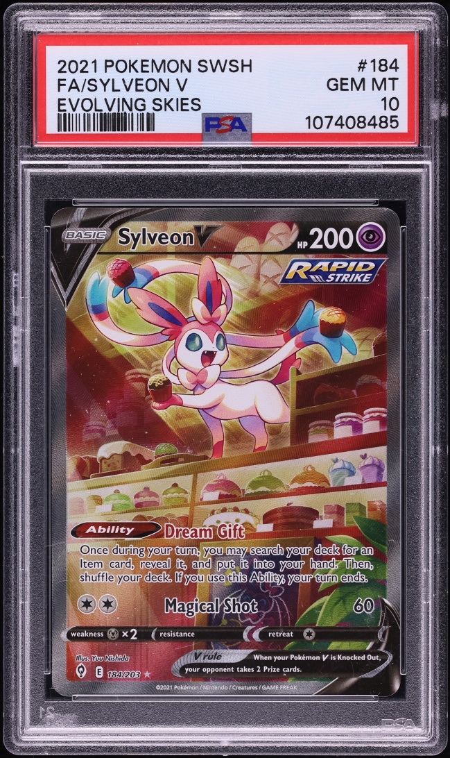 2021 Pokemon Sword & Shield Evolving Skies Full Art Sylveon V #184 PSA 10 GEM MINT