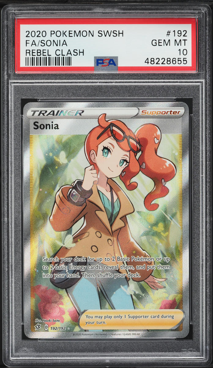 2020 Pokemon Sword & Shield Rebel Clash Full Art Sonia #192 PSA 10 GEM MINT