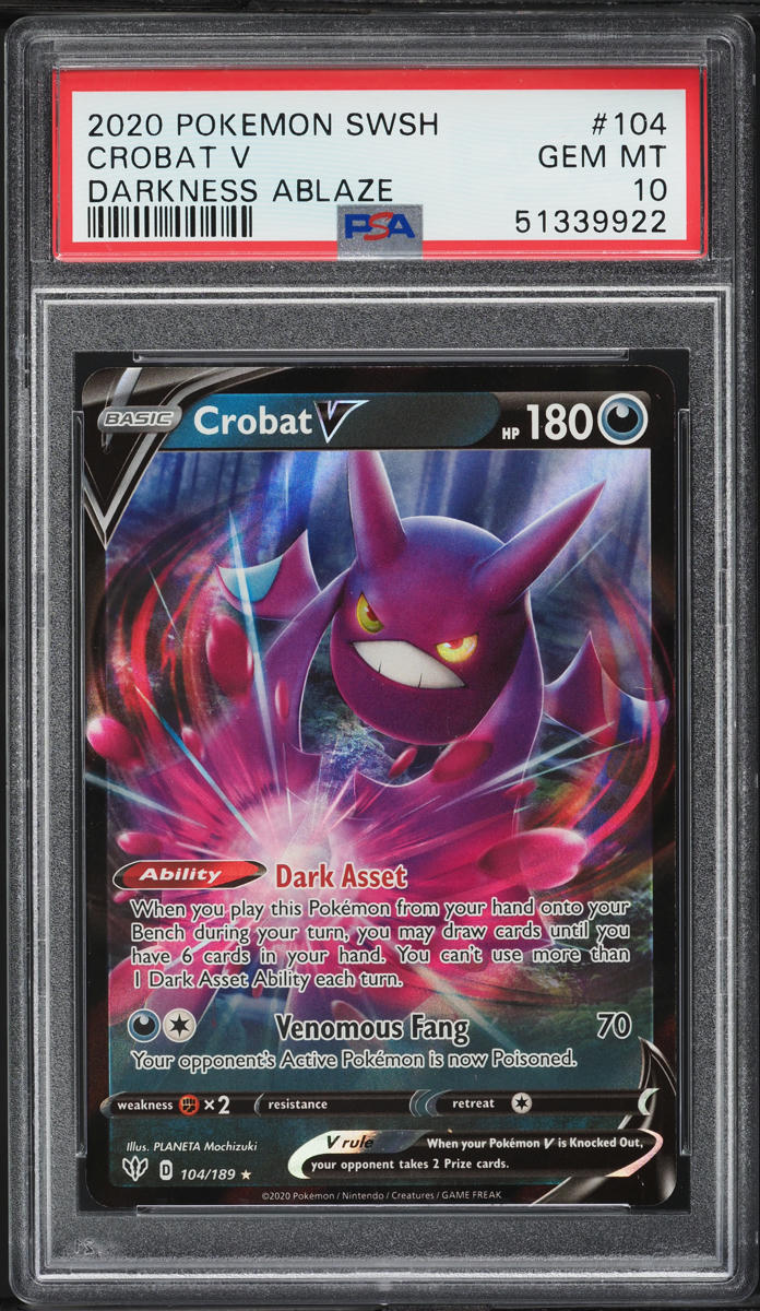 2020 Pokemon Sword & Shield Darkness Ablaze Crobat V #104 PSA 10 GEM MINT