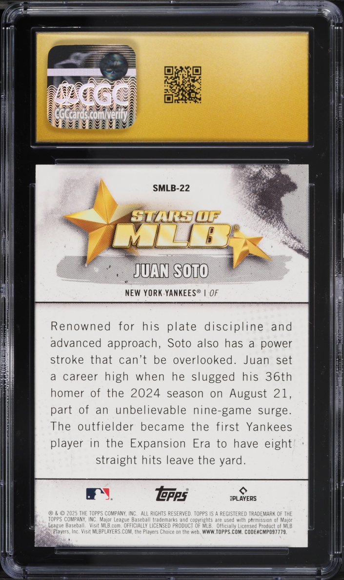 2025 Topps Stars Of MLB Juan Soto #SMLB-22 CGC 10 PRISTINE
