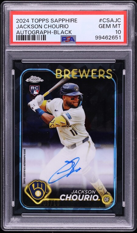 2024 Topps Chrome Sapphire Black Jackson Chourio ROOKIE AUTO