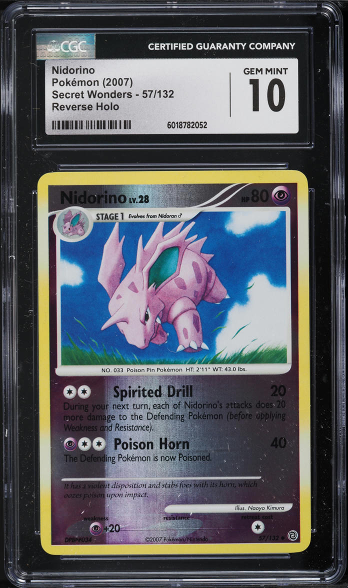 2007 Pokemon DP Secret Wonders Reverse Holo Nidorino #57 CGC 10 GEM MINT