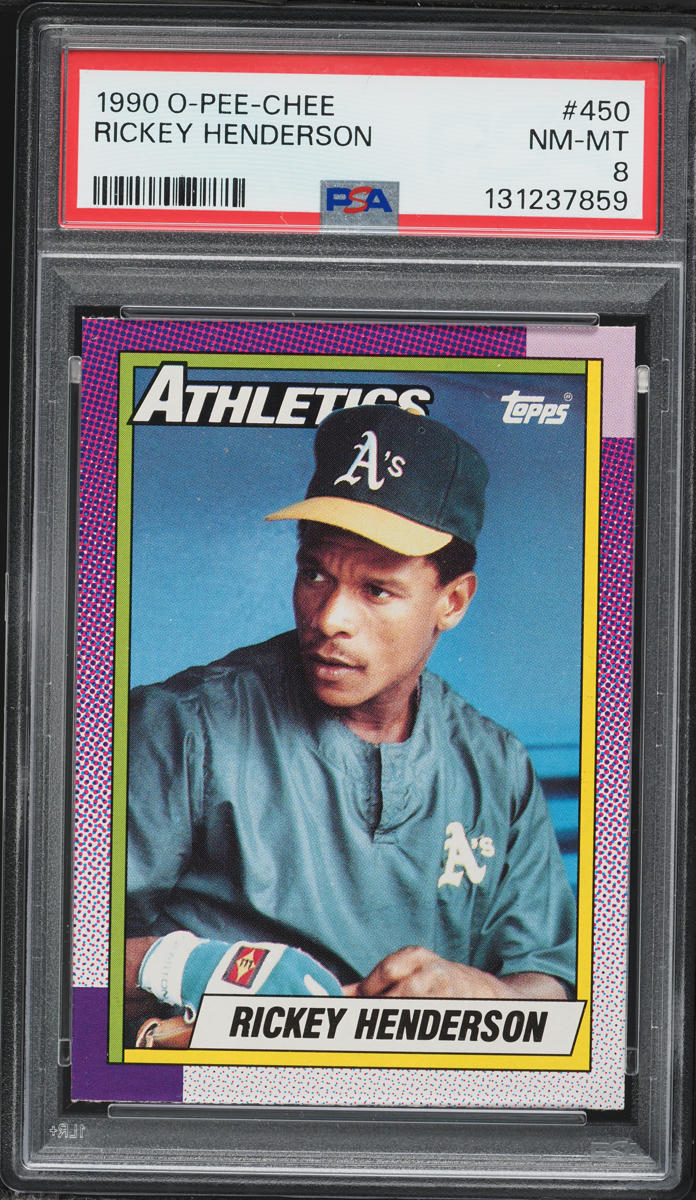 1990 O-Pee-Chee Rickey Henderson #450 PSA 8 NM-MT