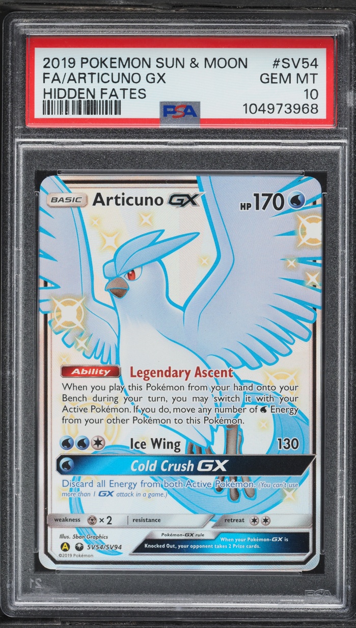 2019 Pokemon Sun & Moon Hidden Fates Shiny Vault Full Art Articuno GX #SV54 PSA 10 GEM MINT
