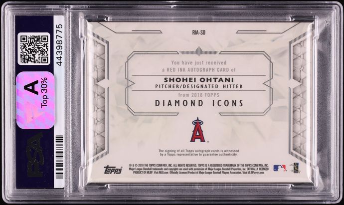 2018 Topps Diamond Icons Red Ink Shohei Ohtani ROOKIE AUTO /25 #RIA-S0 PSA 10 GEM MINT