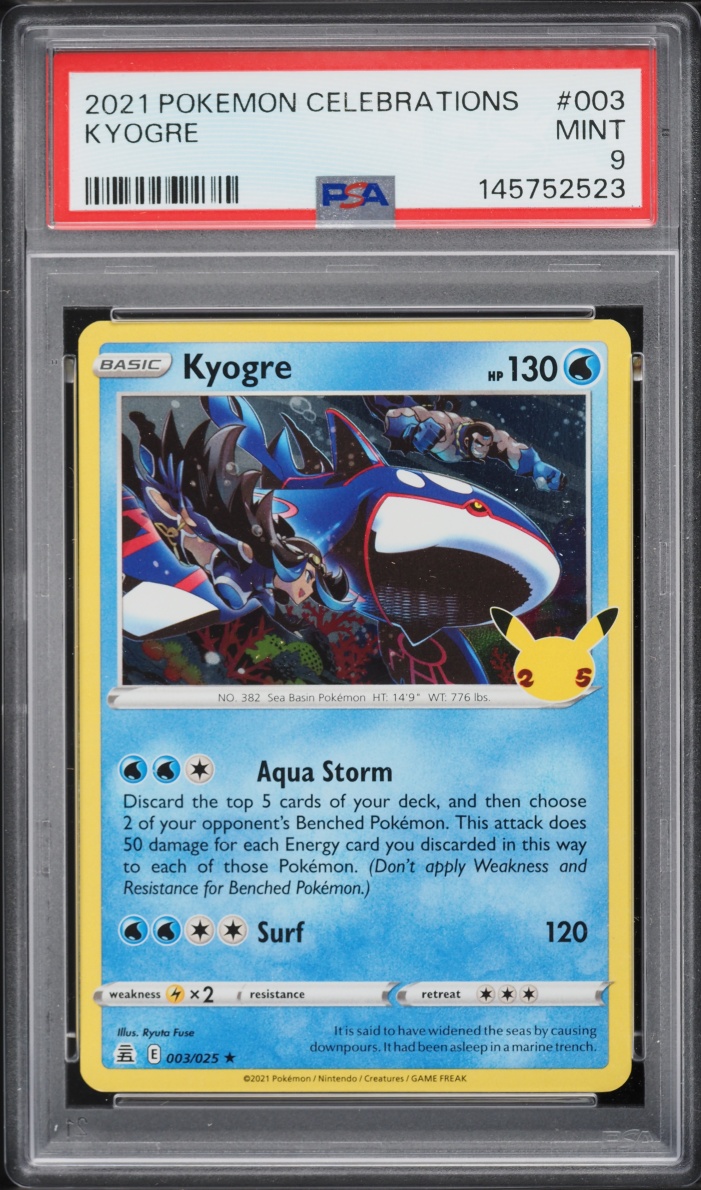 2021 Pokemon Sword & Shield Celebrations Holo Kyogre #3 PSA 9 MINT