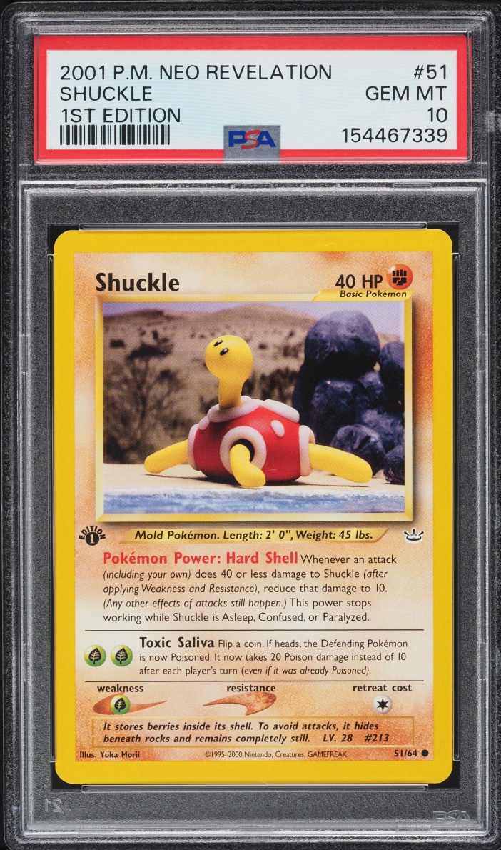2001 Pokemon Neo Revelation 1st Edition Shuckle #51 PSA 10 GEM MINT