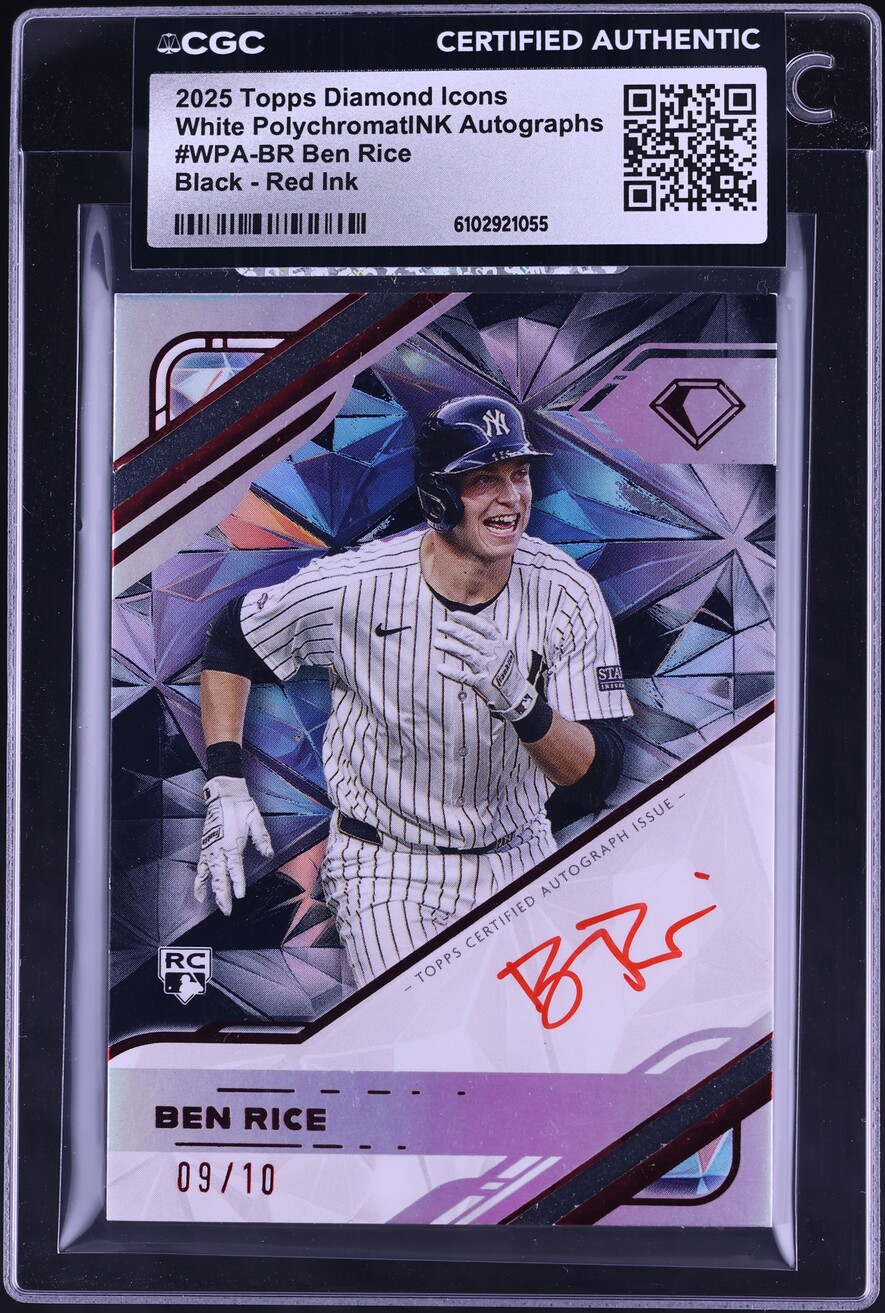 2025 Topps Diamond Icons White PolychromatINK Black Red Ben Rice ROOKIE ...