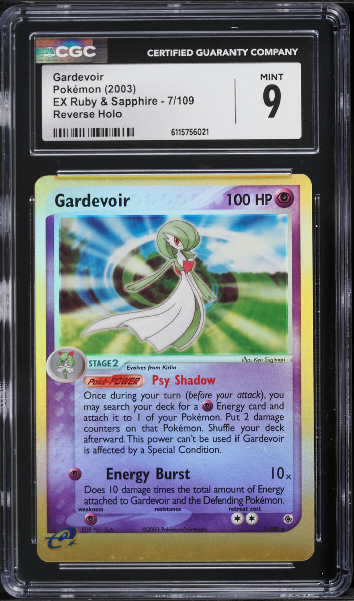 2003 Pokemon EX Ruby & Sapphire Reverse Holo Gardevoir #7 CGC 9 MINT