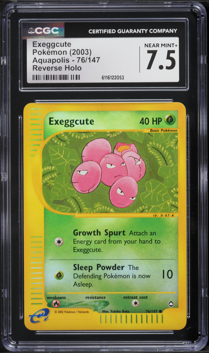 2003 Pokemon Aquapolis Reverse Holo Exeggcute #76 CGC 7.5 NRMT+