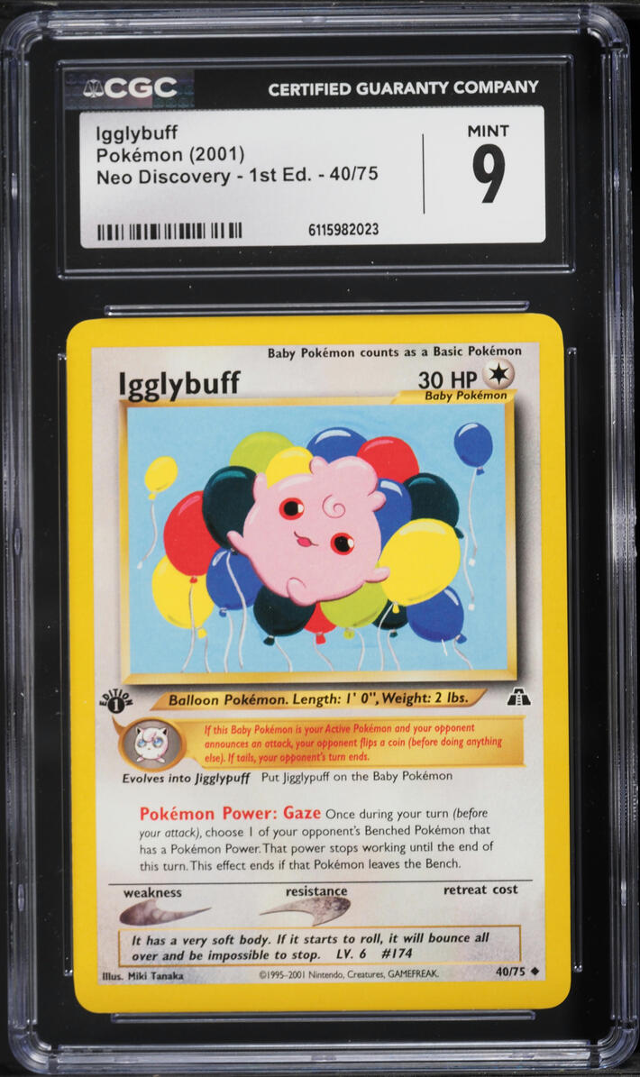 2001 Pokemon Neo Discovery 1st Edition Igglybuff #40 CGC 9 MINT