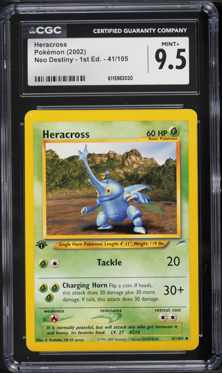 2002 Pokemon Neo Destiny 1st Edition Heracross #41 CGC 9.5 MINT+