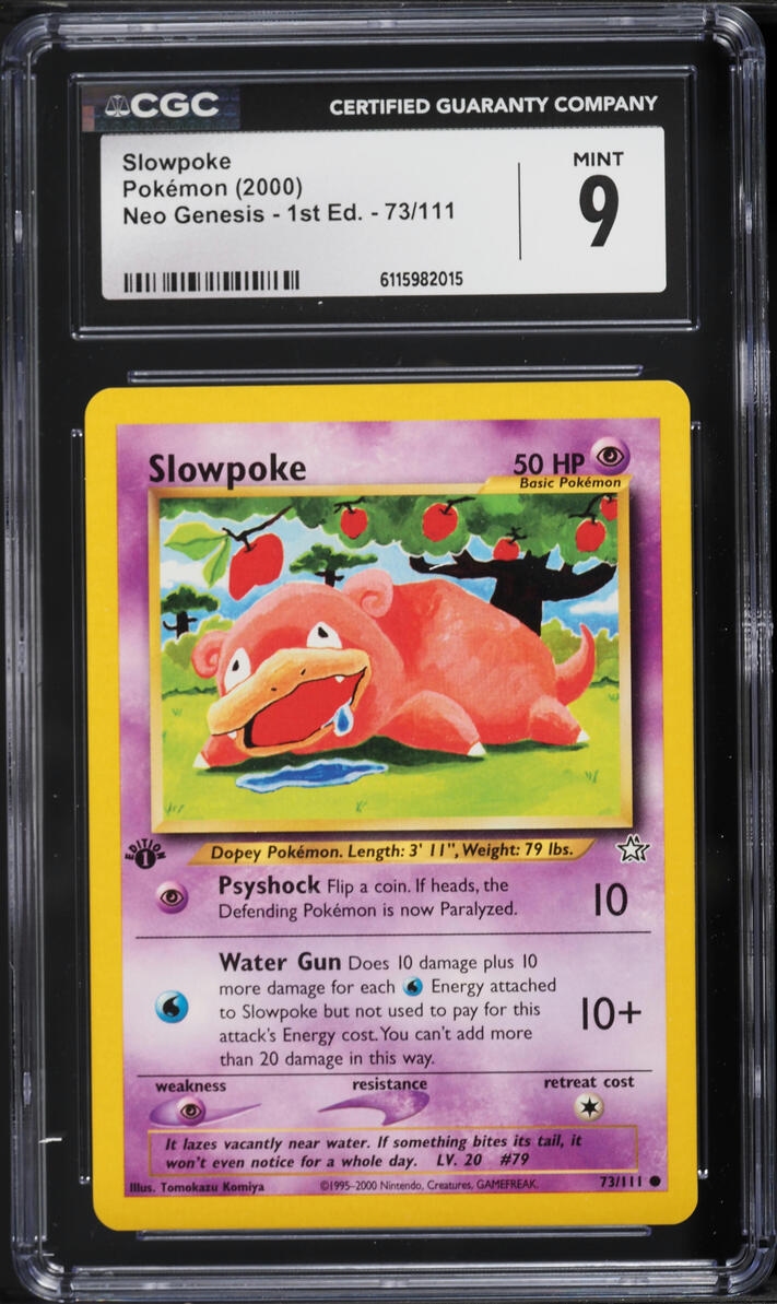 2000 Pokemon Neo Genesis 1st Edition Slowpoke #73 CGC 9 MINT