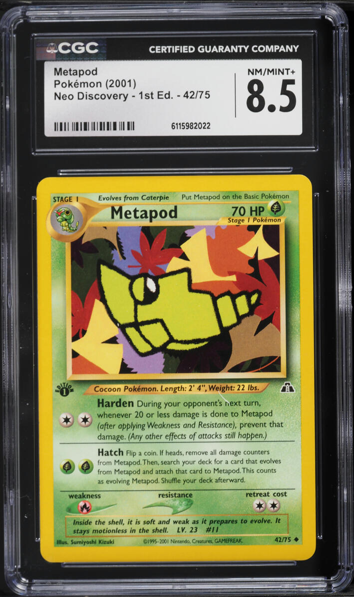 2001 Pokemon Neo Discovery 1st Edition Metapod #42 CGC 8.5 NM-MT+