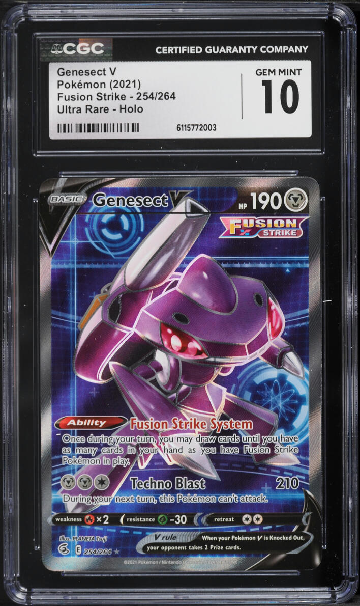 2021 Pokemon Sword & Shield Fusion Strike Full Art Genesect V #254 CGC 10 GEM MINT