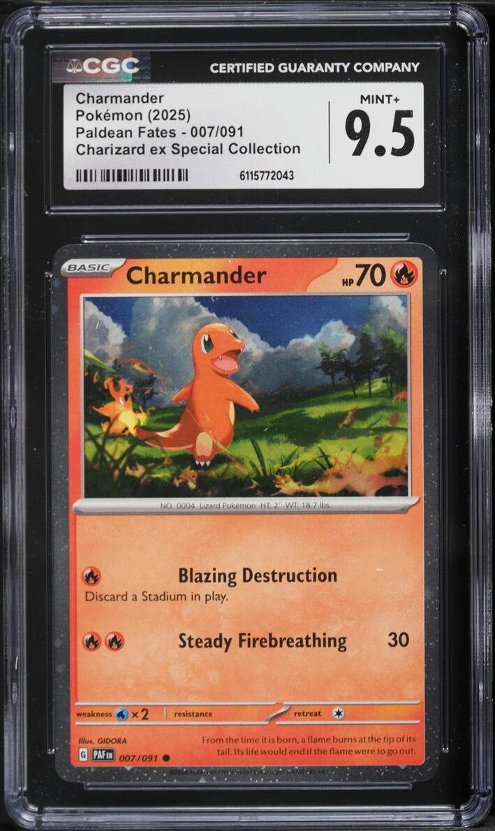 2025 Pokemon Scarlet & Violet Paldean Fates Charizard ex Special Charmander #7 CGC 9.5 MINT+