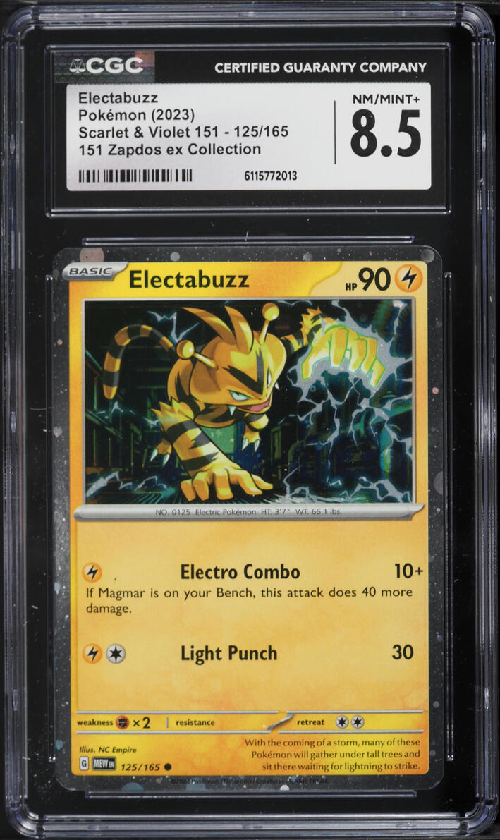 2023 Pokemon Scarlet & Violet 151 Zapdos ex Collection Cosmos Holo Electabuzz #125 CGC 8.5