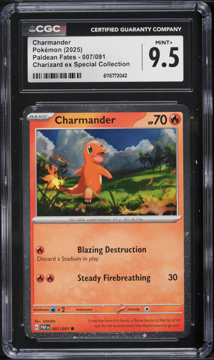 2025 Pokemon Scarlet & Violet Paldean Fates Charizard ex Special Charmander #7 CGC 9.5 MINT+
