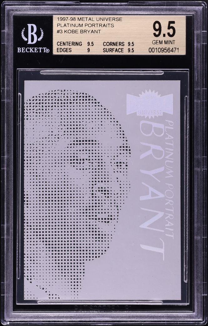 1997 Metal Universe Platinum Portraits Kobe Bryant #3PP BGS 9.5 GEM MINT
