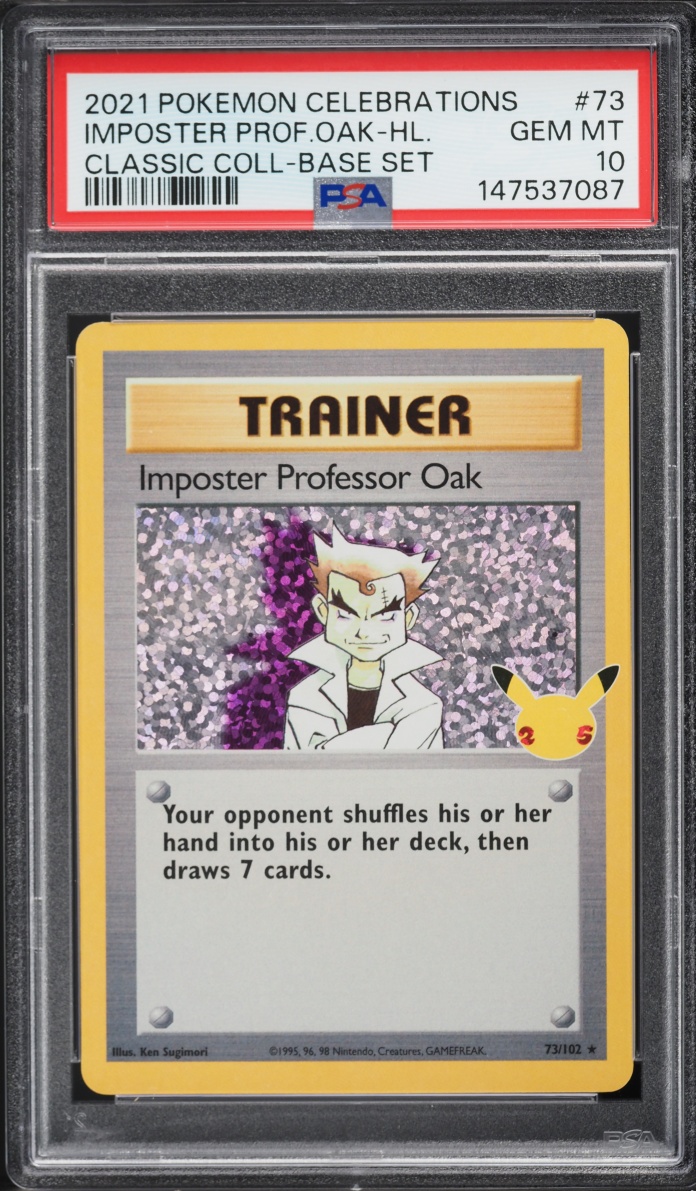 2021 Pokemon Sword & Shield Celebrations Classic Holo Imposter Professor Oak #73 PSA 10