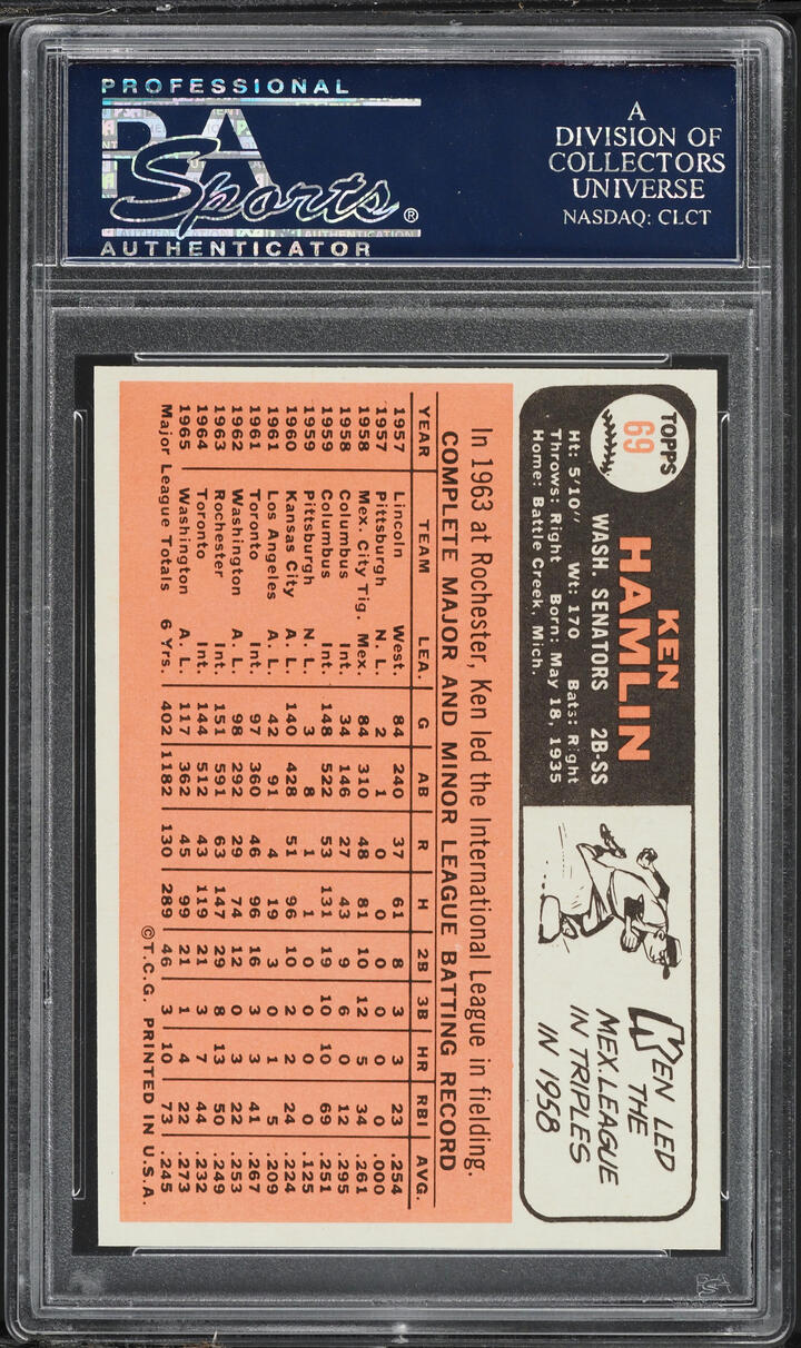 1966 Topps Ken Hamlin #69 PSA 9 MINT