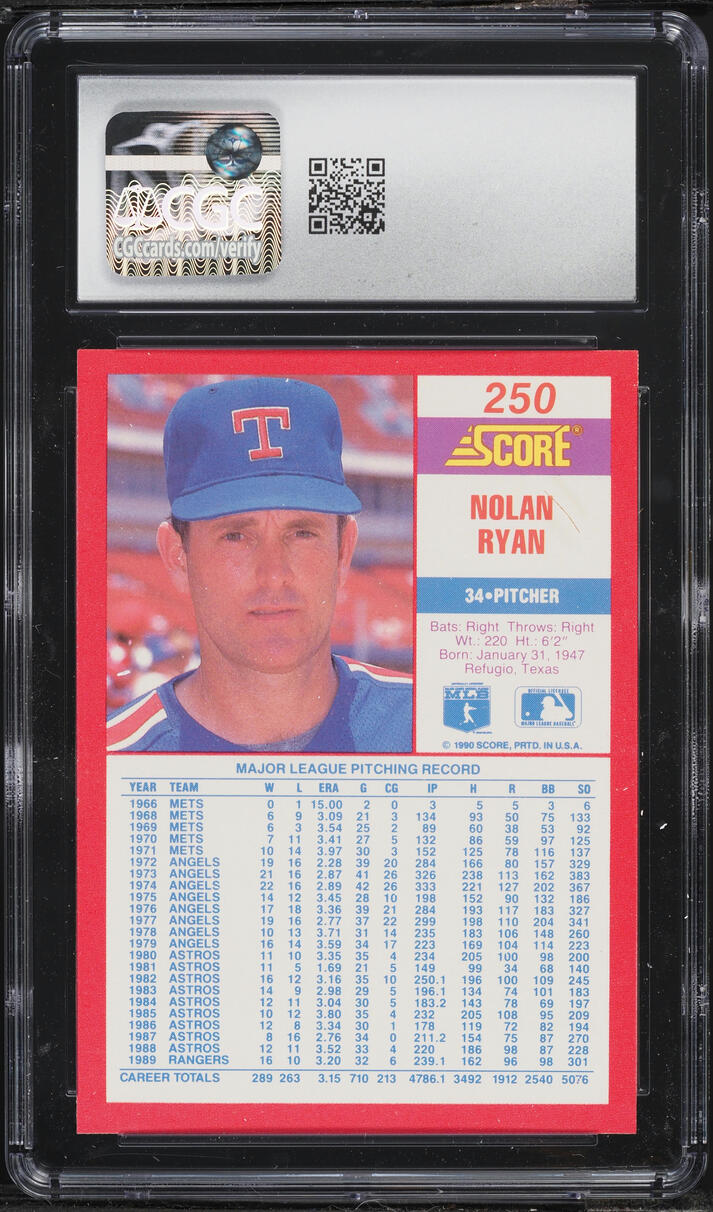 1990 Score Nolan Ryan #250 CGC 9 MINT