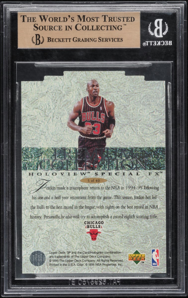 1995 SP Holoviews Die-Cut Michael Jordan #5 BGS 9.5 GEM MINT - Photo 2