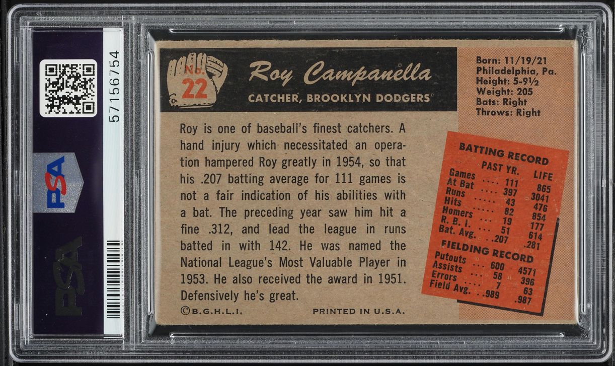 1955 Bowman Roy Campanella #22 PSA 2 GD