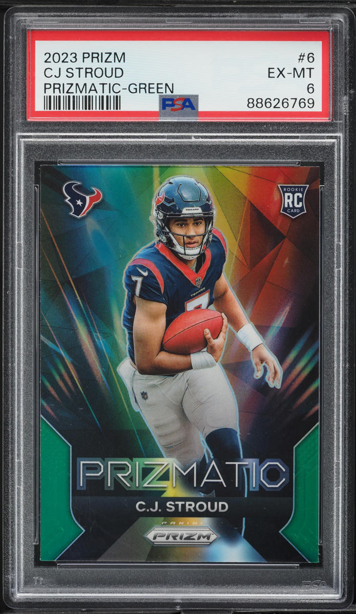 2023 Panini Prizm Prizmatic Green C.J. Stroud ROOKIE #6 PSA 6 EXMT