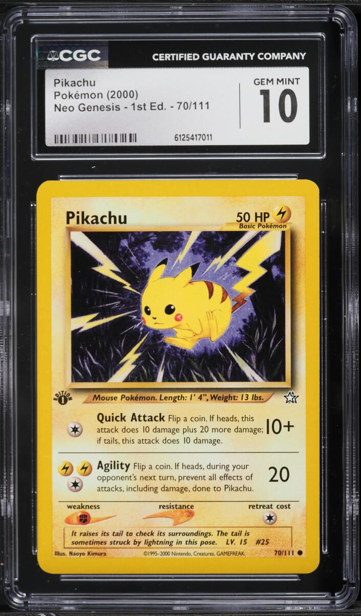 2000 Pokemon Neo Genesis 1st Edition Pikachu #70 CGC 10 GEM MINT