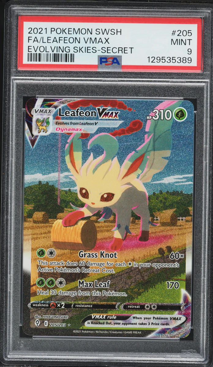 2021 Pokemon Sword & Shield Evolving Skies Alt Art Leafeon VMAX #205 PSA 9 MINT