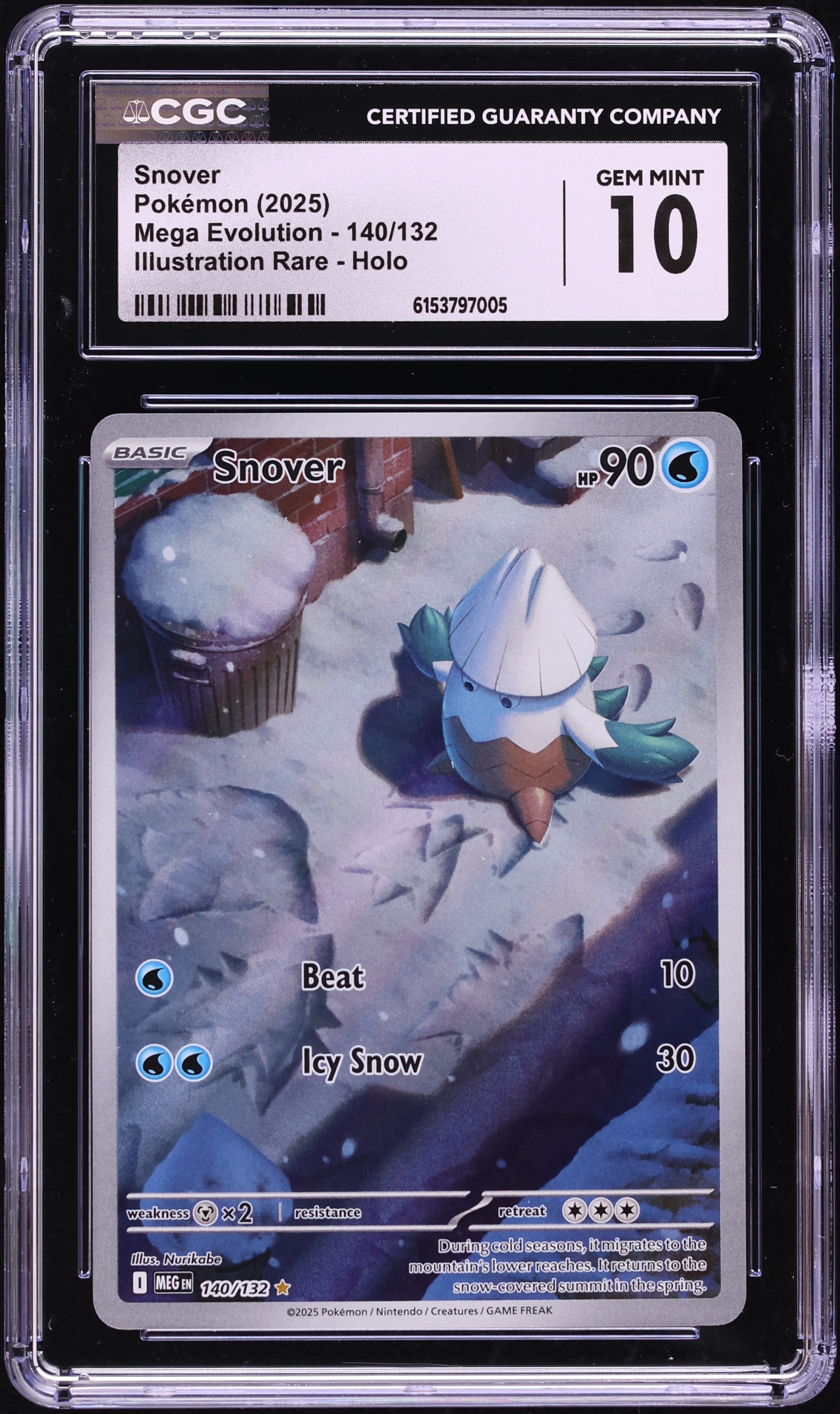 2025 Pokemon Mega Evolution IR Snover #140 CGC 10 GEM MINT