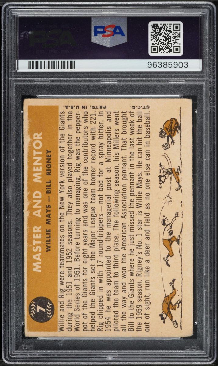 1960 Topps Willie Mays & Bill Rigney MASTER & MENTOR #7 PSA 1.5 FR