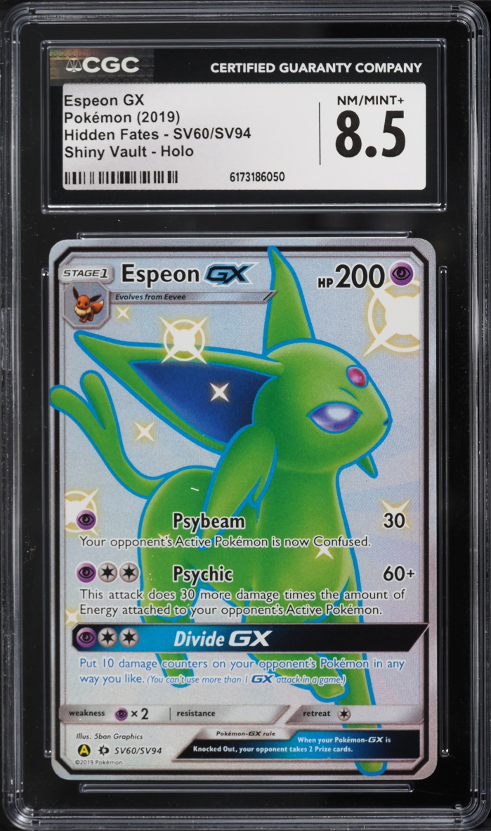 2019 Pokemon Sun & Moon Hidden Fates Full Art Shiny Espeon GX #SV60 CGC 8.5 NM-MT+