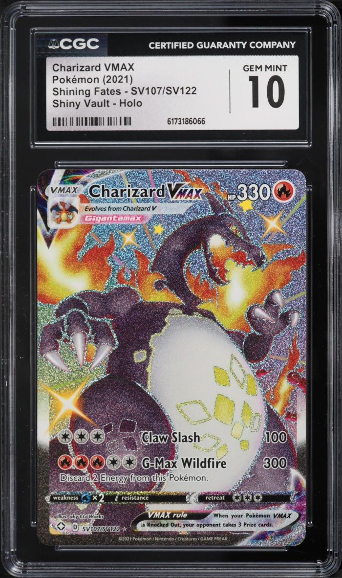 2021 Pokemon Sword & Shield Shining Fates Full Art Charizard VMAX #SV107 CGC 10 GEM MINT