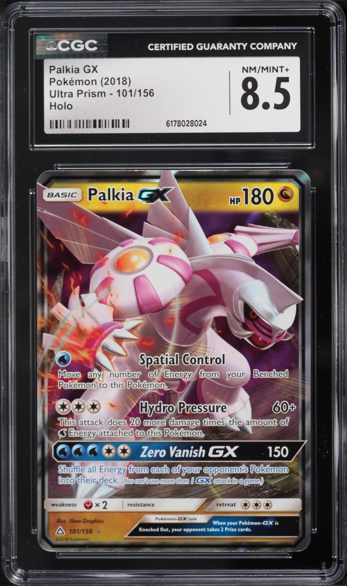 2018 Pokemon Sun & Moon Ultra Prism Holo Palkia GX #101 CGC 8.5 NM-MT+