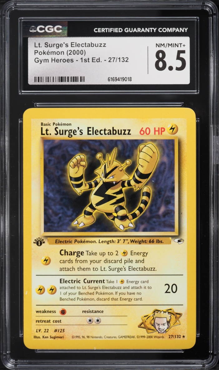 2000 Pokemon Gym Heroes 1st Edition Lt. Surge's Electabuzz #27 CGC 8.5 NM-MT+