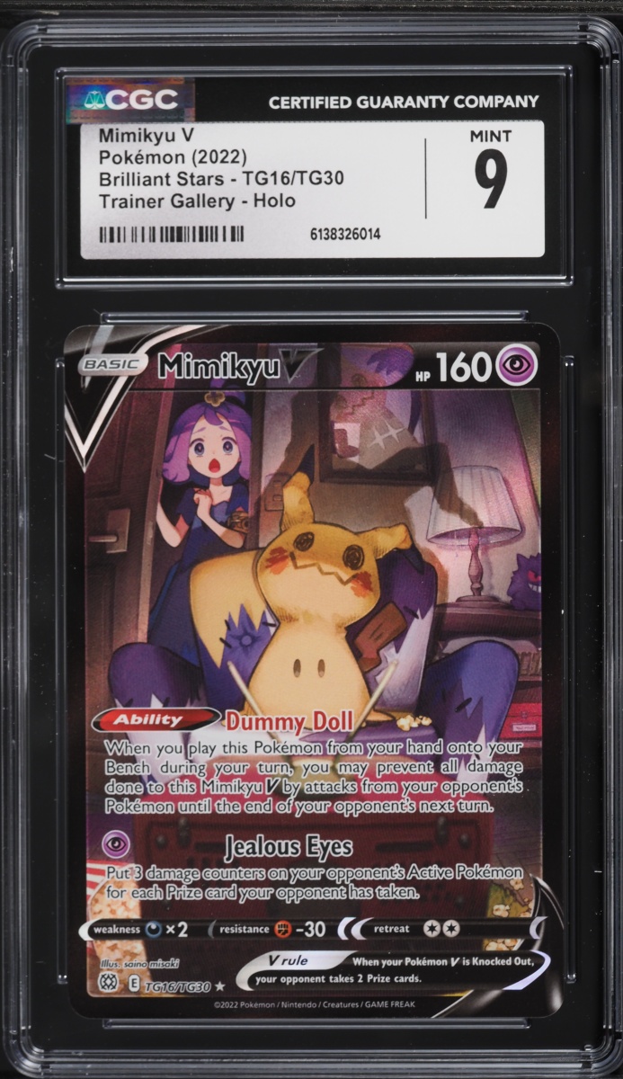 2022 Pokemon Sword & Shield Brilliant Stars CHR Mimikyu V #TG16 CGC 9 MINT
