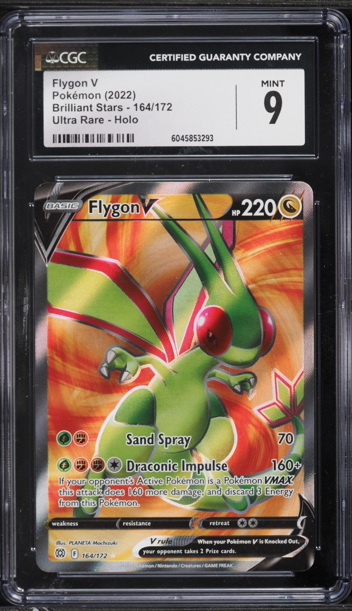 2022 Pokemon Sword & Shield Brilliant Stars Full Art Flygon V #164 CGC 9 MINT