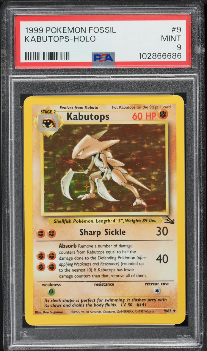 1999 Pokemon Fossil Holo Kabutops #9 PSA 9 MINT