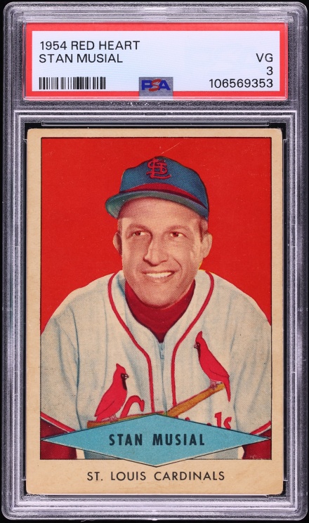 1954 Red Heart Stan Musial SHORT PRINT PSA 3 VG - Photo 1