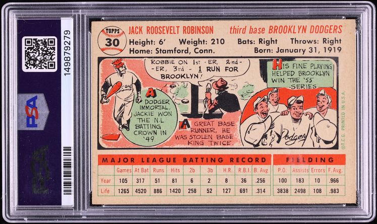 1956 Topps Jackie Robinson WHITE BACK #30 PSA 4 VGEX - Photo 2