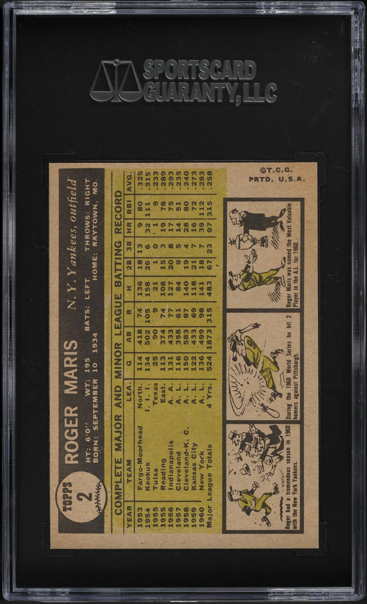 1961 Topps Roger Maris #2 SGC 8 NM-MT