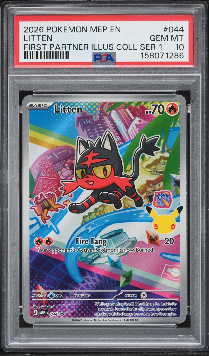 2026 Pokemon Mega Evolution Promo First Partner Illustration Full Art Litten #44 PSA 10 GEM