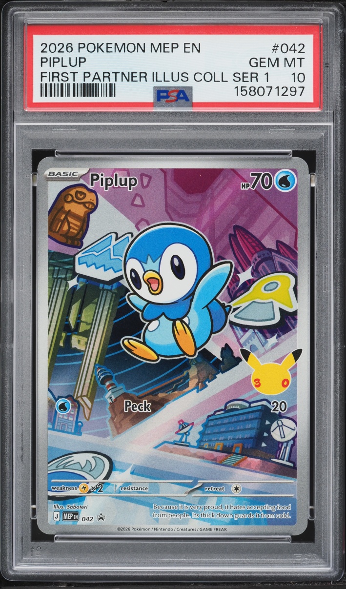 2026 Pokemon Mega Evolution Promo First Partner Illustration Full Art Piplup #42 PSA 10 GEM